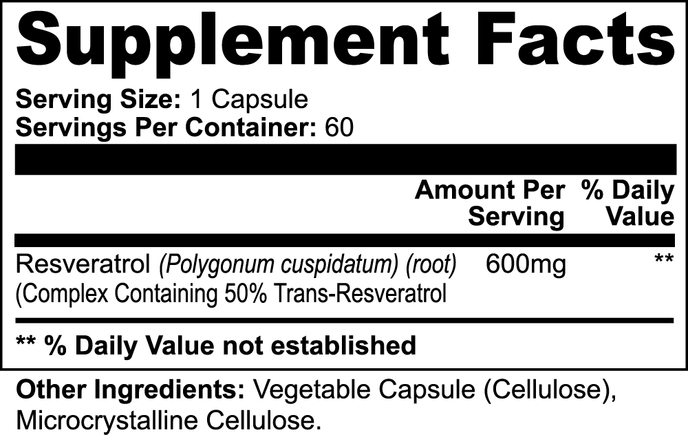 Resveratrol 50% 600mg  "STAY STRONG BEAUTY & SEXI" .