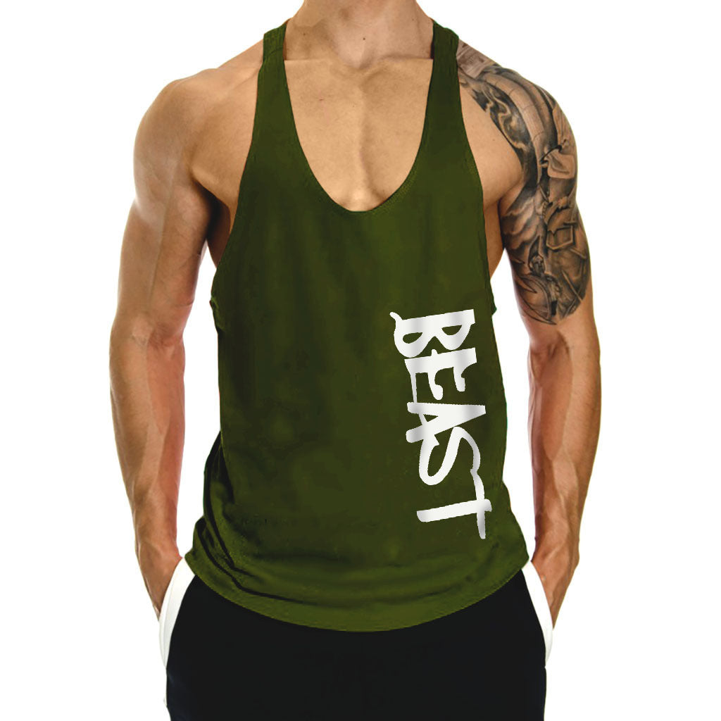 Muscle Gym Loose Leisure Sports Vest Men's I-shaped Breathable Sleeveless T-shirt