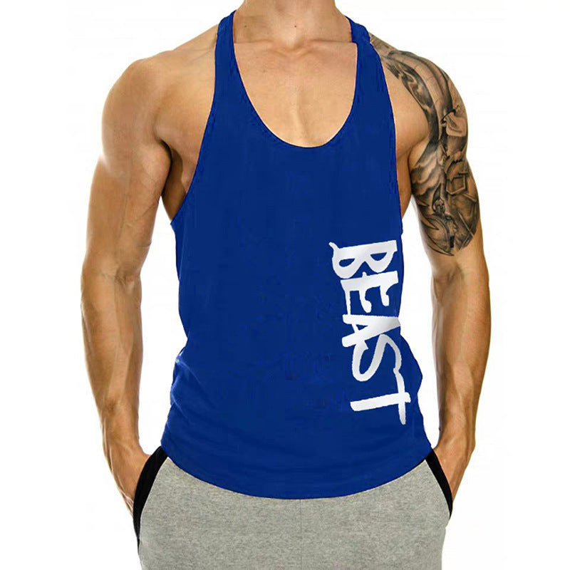 Muscle Gym Loose Leisure Sports Vest Men's I-shaped Breathable Sleeveless T-shirt