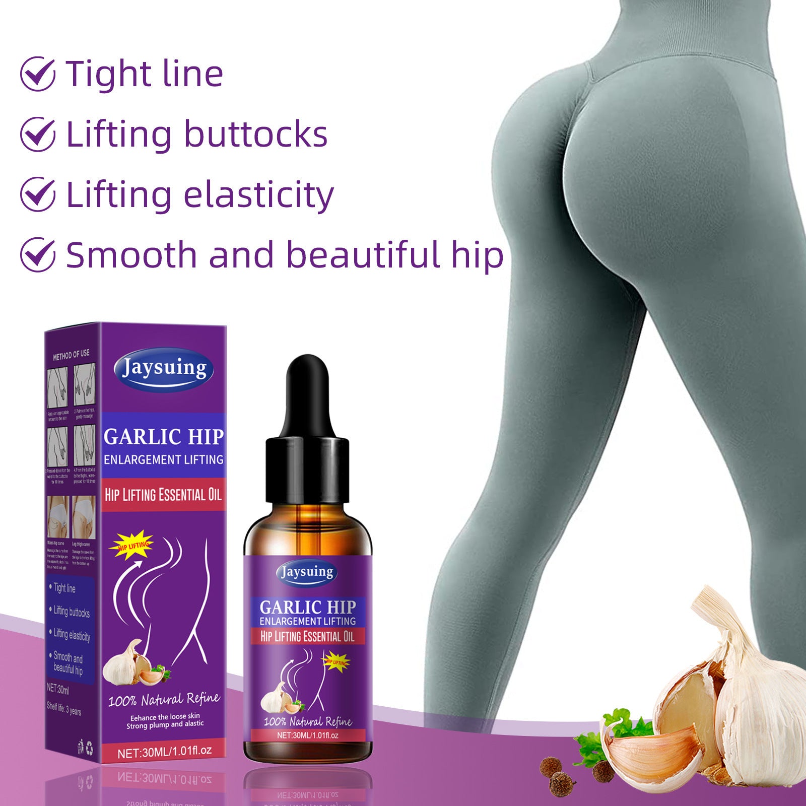 Tight Care Massage, Hip Lifting, Garlic Essential Oil